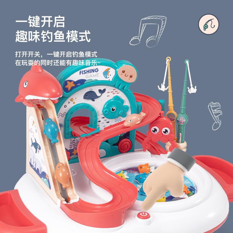 Fiskeleker Barnas Magnetiske Multifunksjonelle Fiskeplate, Baby Elektrisk Roterende Fiskebord Sett Boks