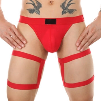 String avec bandes élastiques Clelio Rouge - MenSexyWear - Harnais