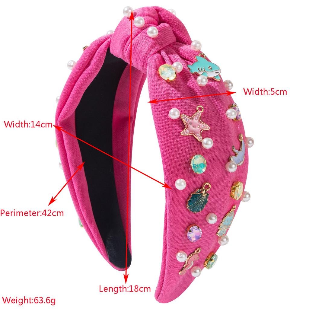 Holiday Style Headbands Alloy Marine Biological Accessories Nail Bead Inlaid Diamond Hair Accessories Women Hairband Hair Band