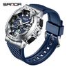 SANDA 3365 Hot Sale Fashion Men's Digital Analog Watch TPU Strap Waterproof Sporty Outdoor Male Wristwatch Gift Male Clock