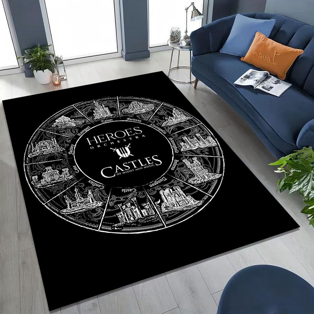 Retro Heroes of Might and Magic Map Games Art Rug for Bedroom Living Room Sofa Home Doormat Decor,Large Kids Non-slip Floor Mat