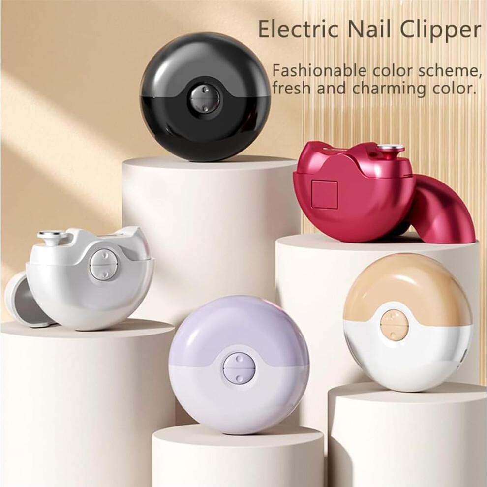 Electric Nail Clipper with Nail Storage, Quiet Automatic Nail Trimmer, 3 in 1, Rechargeable, Purple