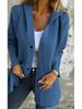 2025 Women's Solid Color Hooded Casual Jacket with Single-Breasted Design