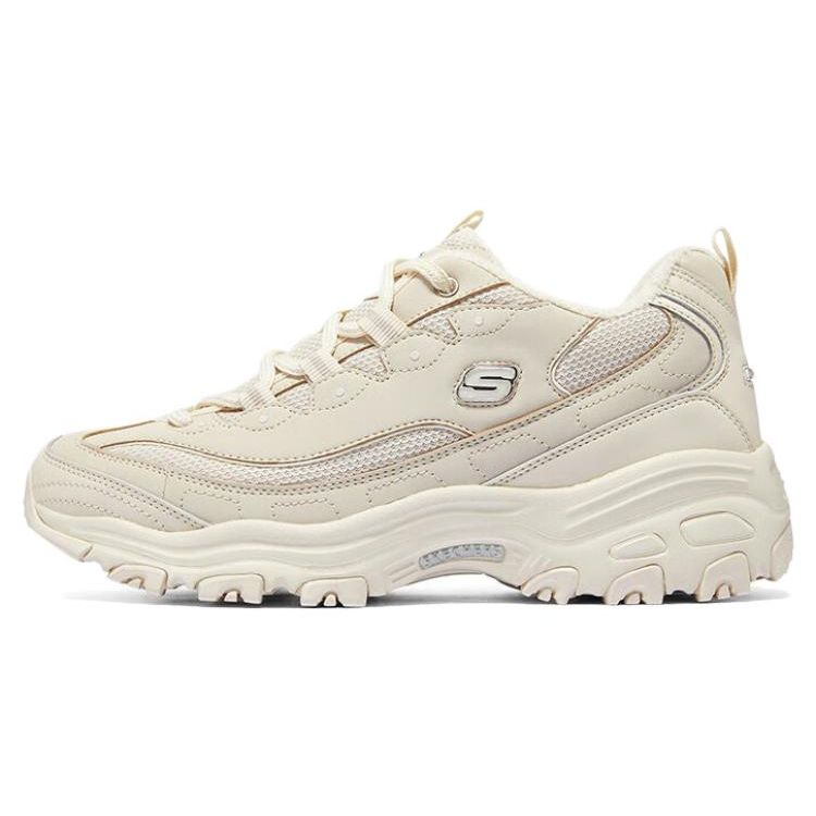 Skechers Women's Dlites Fabric Synthetic Leather Comfortable Versatile Daily Shock Absorbing Wear Resistant Low Top Dad Shoes Sneakers 896268-Nat Cm
