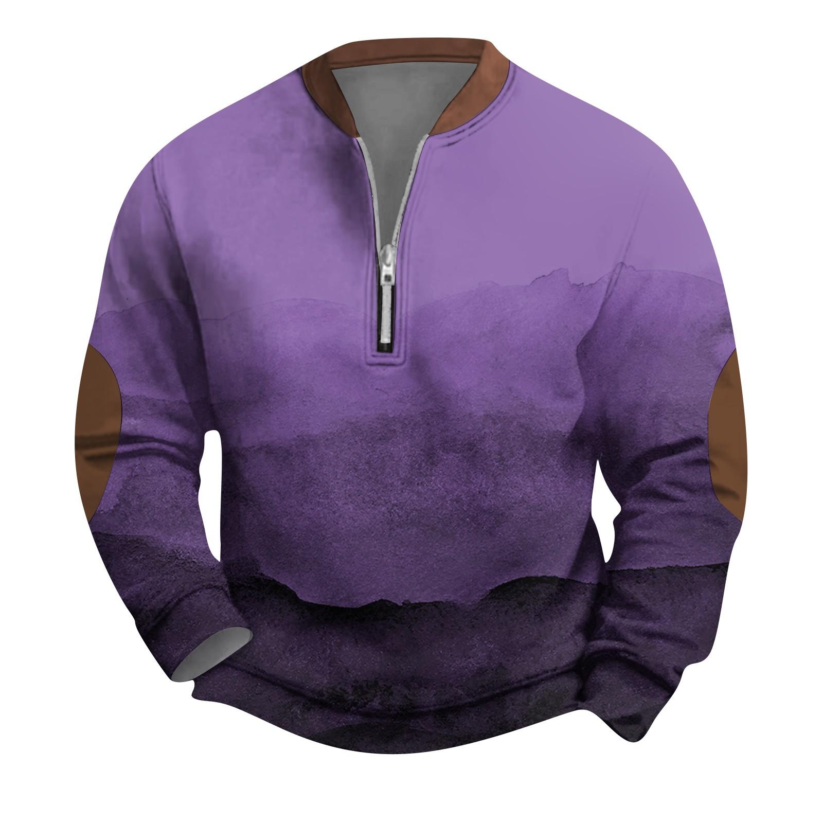 Мужская повседневная толстовка в стиле ретро с градиентным принтом XL фиолетовый 3150₽