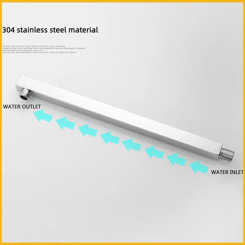 Black G1/2 Round/Square Shower Arm Bathroom Stainless Steel Ceiling Wall Mount Fixed Shower Bracket Faucet Replacement Parts