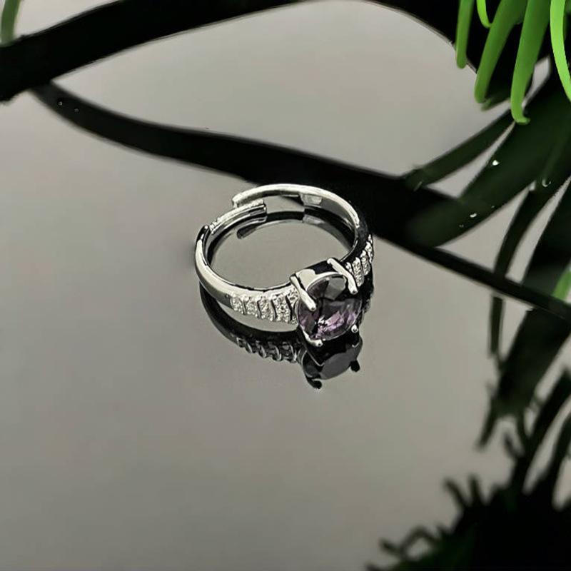 Super Flash Lila Zir*****Stiftring, Leichter Luxus und Kaltes Gefühl, Hochwertiger Temperamentring, Nischendesign-Accessoires Damen