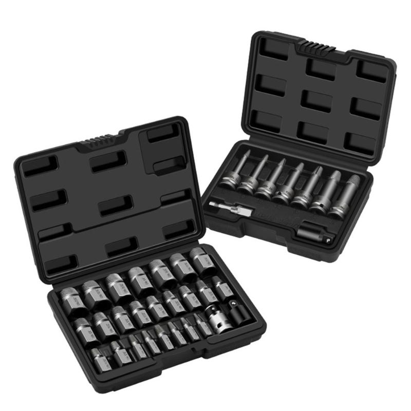 9/26Pcs Damaged Screw Extractors Set Stripped Screw Extractors Set for Broken Bolt Screw Extractors Removers Tool Extens