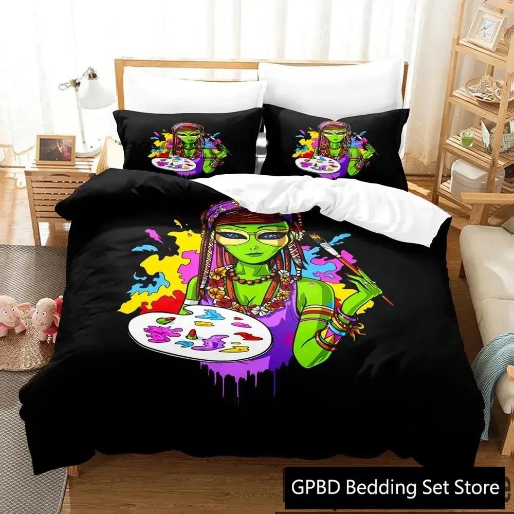 3D Print Alien Gangster Comfortable Duvet Quilt Cover Pillowcase Bedding Set Children Bedroom Decoration Home Textile