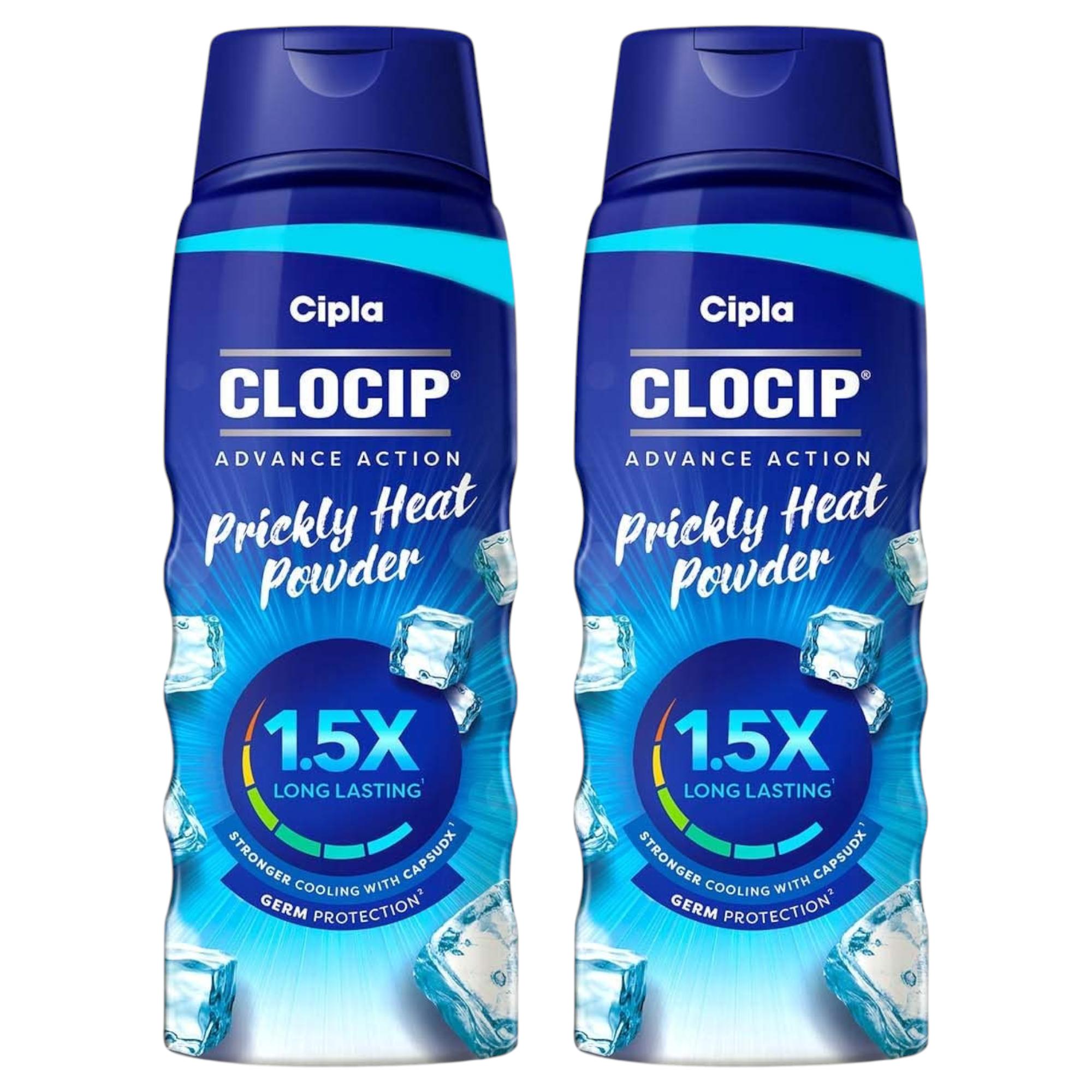 

Cipla Clocip Advance Action Порошок от потницы 150 г Упаковка из 2 шт. Контроль пота Антиперспирант