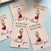 20pcs Keychains and 20pcs Cards Heart Keychain Golden Alloy & Zinc Lobster Clasp Key Ring with Thank You Card Elegant Heart Pendant Key Tag