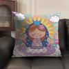 Virgin Mary Art CUTE Cushion Cover Natural Linen Organic Fabric DoubleSided Printing Sofa Home Decor Gift Pillow Case