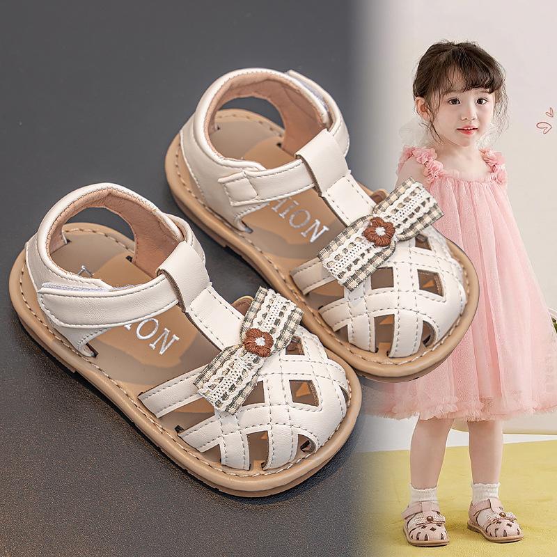 Toddler Walking Shoes Girls Sandals Ultra Soft Breathable Leather Shoes Anti-Collision Anti Slip Single Shoes
