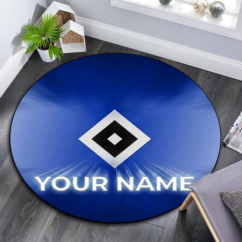 Custom Name HSV Round Area Rug,Carpet Rug for Living Room Bedroom Sofa Playroom Decor,Non-slip Floor Mat