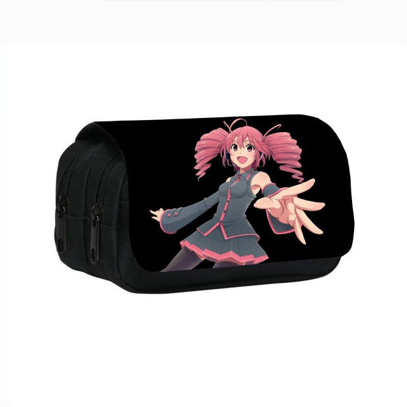 Kasane Teto Double Layer Pencil Case With Nylon Material For Students And Office Use