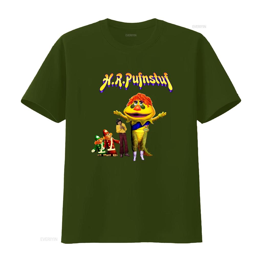 H R Pufnstuf 70s Retro Childrens T Shirt with Classic Cartoon Characters Print Vintage Washed Streetwear Breathable Soft
