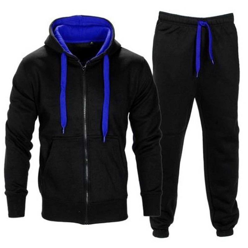Fashion Clothes Mens Full Zipper Hoodie Sweatpants Set Casual 2 Pieces Tracksuits Fashion Running Sweat Suits