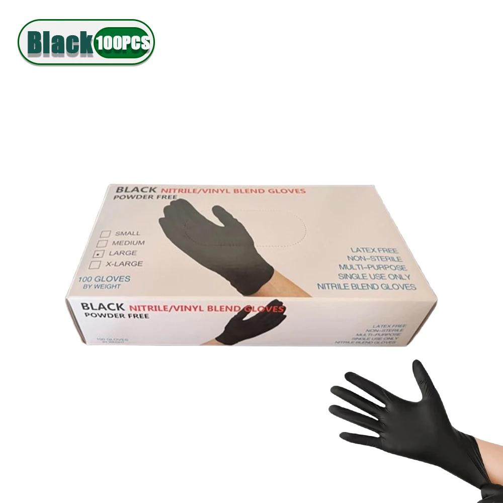 

100PCS Black Disposable Nitrile Gloves Food Grade Extra Thick Waterproof Non Slip Gloves for Cooking Cleaning Hand Protection S