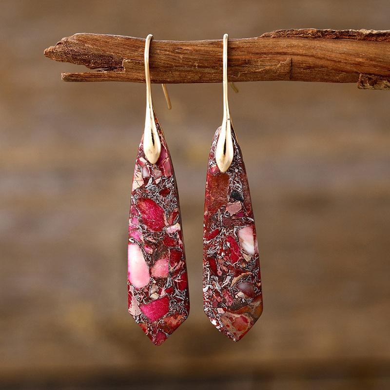 Premium Bohemian Light Luxury Geometric Emperor Stone Geometric Earrings Earrings Popular Accessories