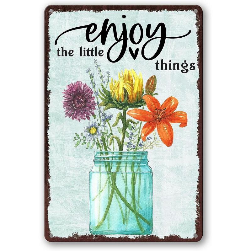 Metal Tin Sign Garden Beautiful Flowers Vintage Tin Sign Flower Lavender Metal Wall Panel Retro Art Decoration for Home Cafe Bar