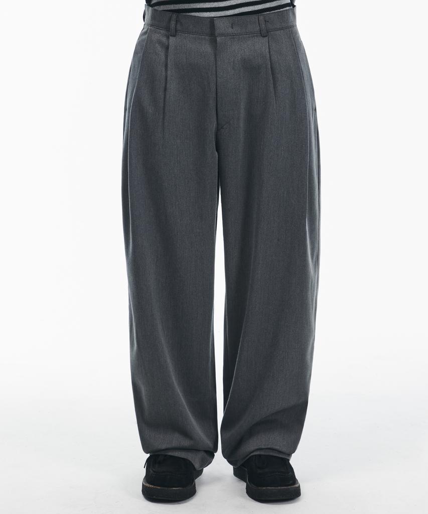 SIGNATURE [Summer Fabric Added] Double-Tuck Wide Slacks [Gray]