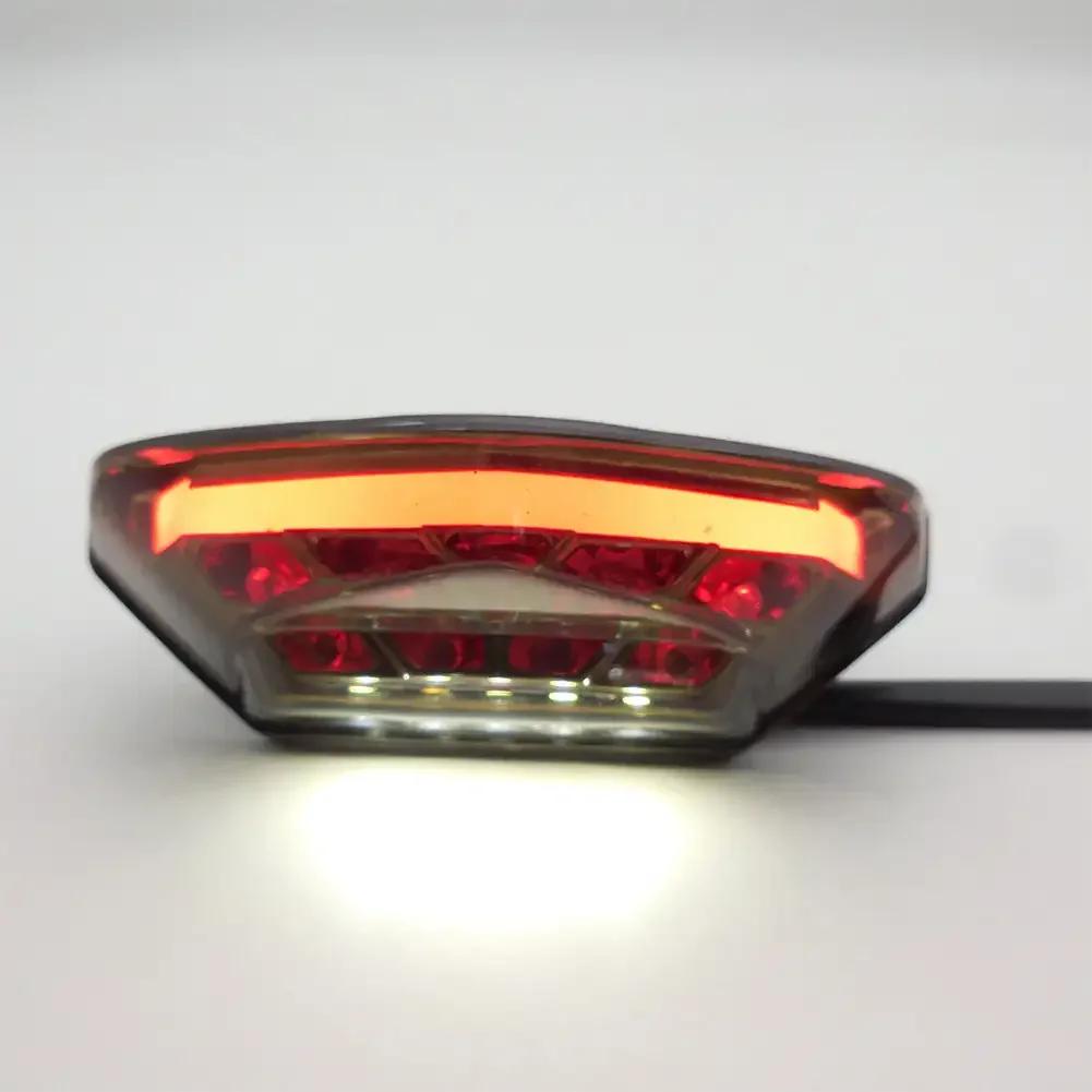 12V Motorcycle LED Tail Light License Plate Lamp Red Smoke Rear Taillight Brake Stop Running Signal Universal For Bike Dirt Bike