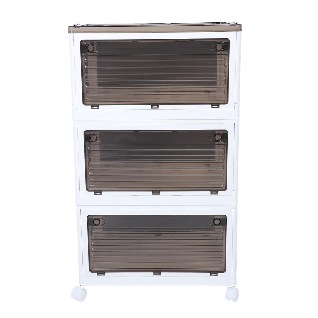 Collapsible Storage Bins with Wheel Organization Folding Stackable Storage Bin Transparent 5 Layers