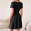 Women's Summer Dress Short-Sleeve Wrap- V-Neck A-Line Dress