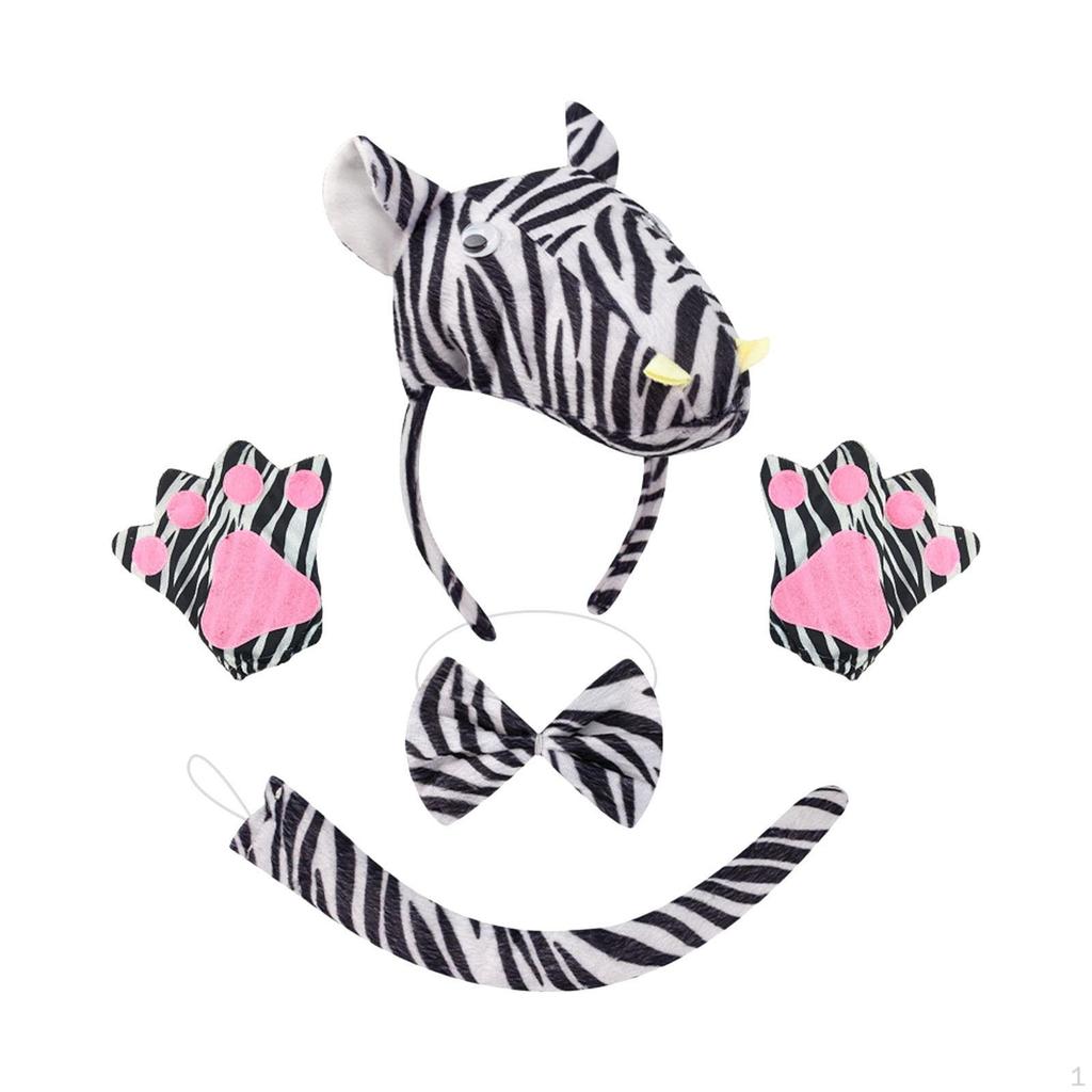 Uszy Zebry Muszka i Ogon Akcesoria Kostiumowe Zwierzęce Rekwizyty Filmowe