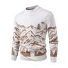 Men's Fashion Printed Sweater Knitted Cardigan Slim Fit Pullover Long Sleeve Sweater