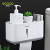 Bathroom roll paper towel holder, no-drill wall-mounted toilet paper and wet wipes storage box, disposable face towel rack