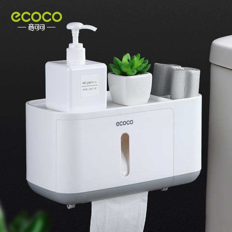 Bathroom roll paper towel holder, no-drill wall-mounted toilet paper and wet wipes storage box, disposable face towel rack