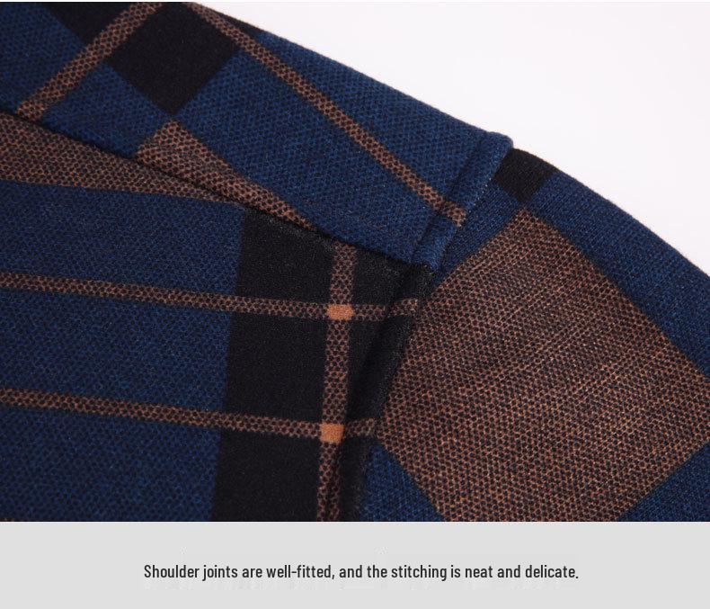 Men's Retro Plaid Fleece-lined Winter Shirt - Thick, Warm, Long-sleeved Casual Top for Middle-aged and Elderly