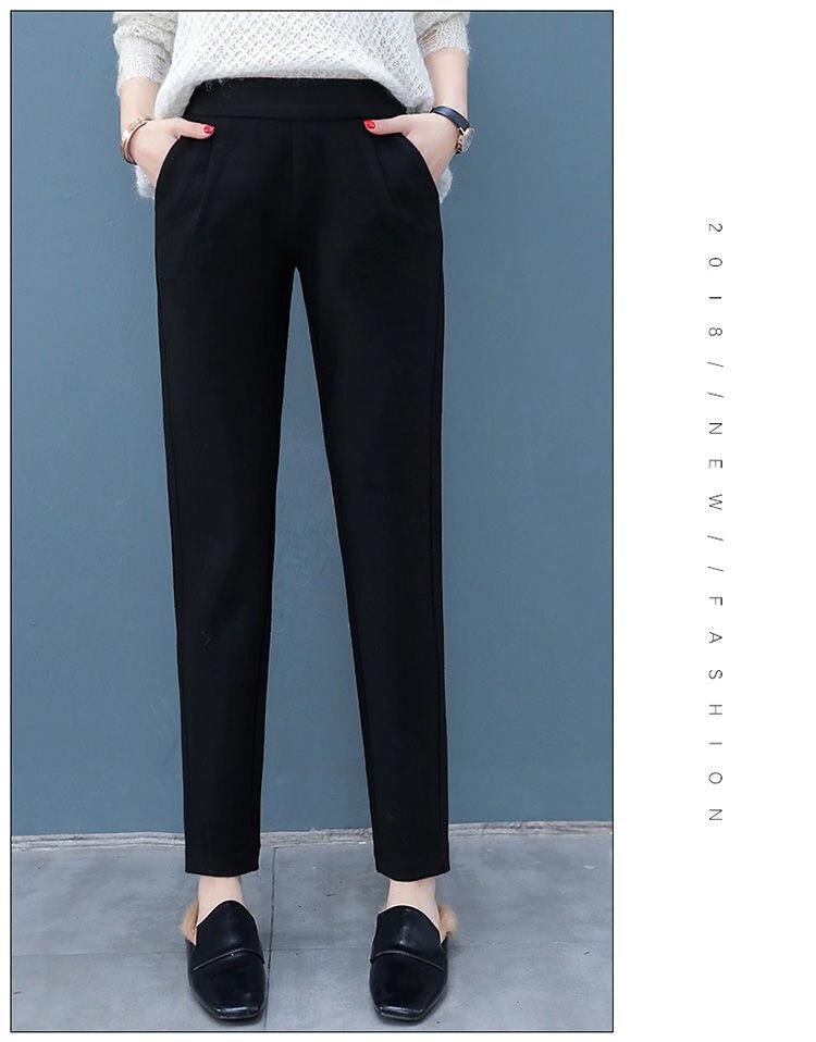 Women's High-Waisted Woolen Slimming Carrot Suit Pants - Autumn/Winter Casual Loose Fit Harem Style