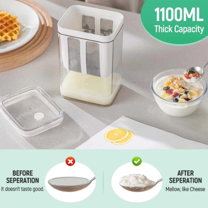 1100Ml Yogurt Filter Strainer Fine Mesh Transparent Box Homemade Screen Cheese Moisture Seperator Maker For Kitchen