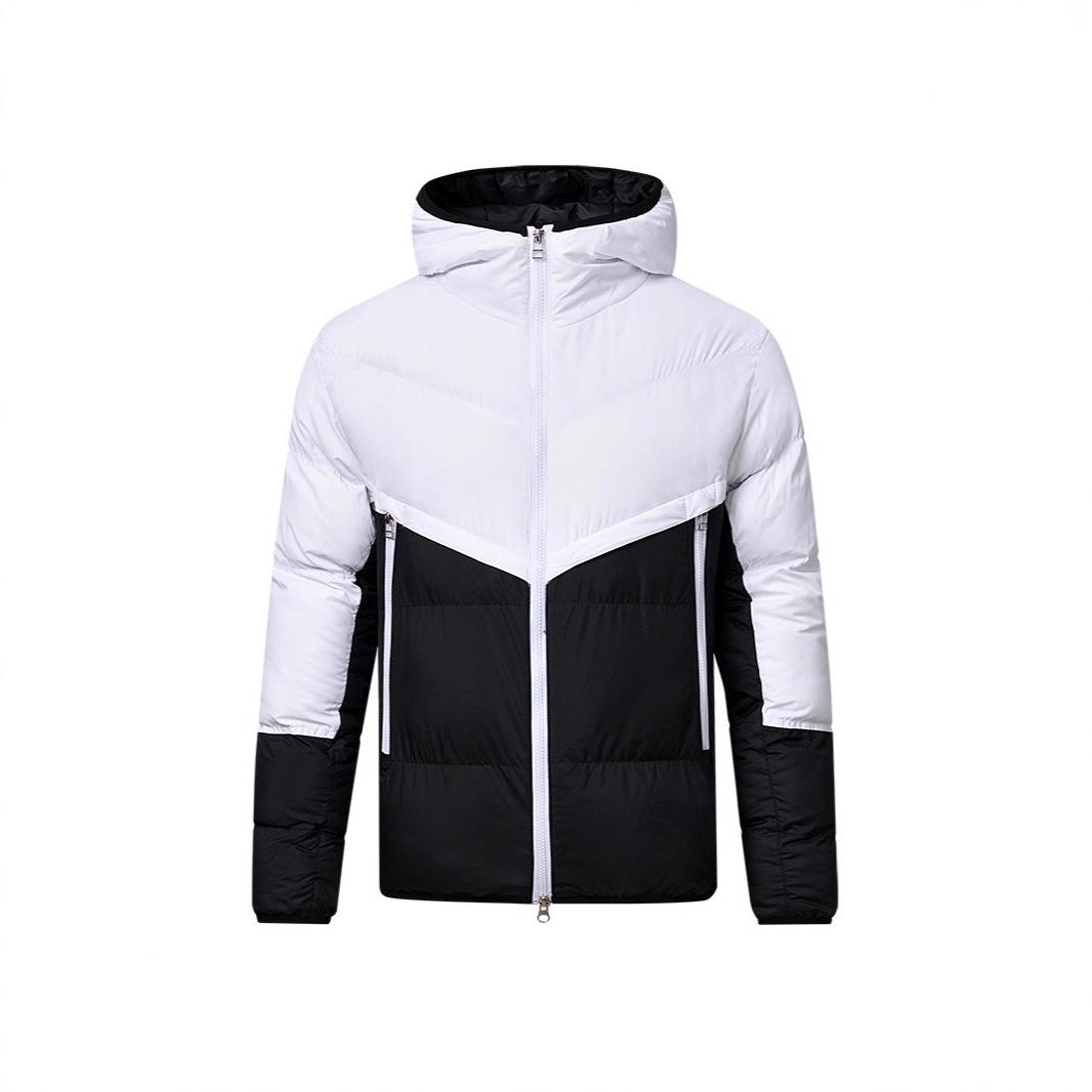 

Men s Winter Windproof Hooded Cotton Jacket - Trendy Warm Sports Coat with Custom Printed Logo Extra Extra Large білий