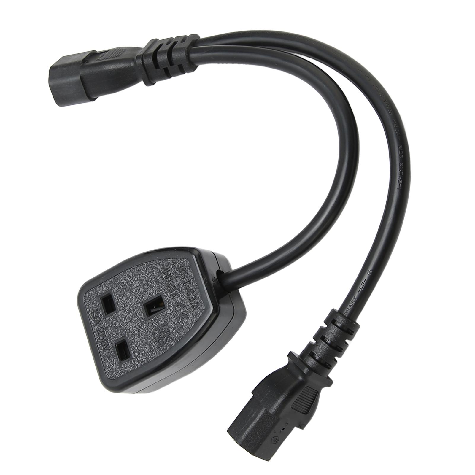 

IEC320 C13 Female to C14 Male Cable 1 in 2 Out Waterproof Insulated PVC Housing IEC320 Y Splitter UK Plug