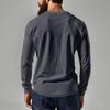 Yousheng Men Spring Autumn Top Button Decor V Neck Long Sleeves Solid Color Pullover T-shirt Stretchy Slim Fit Fitness Sport Top