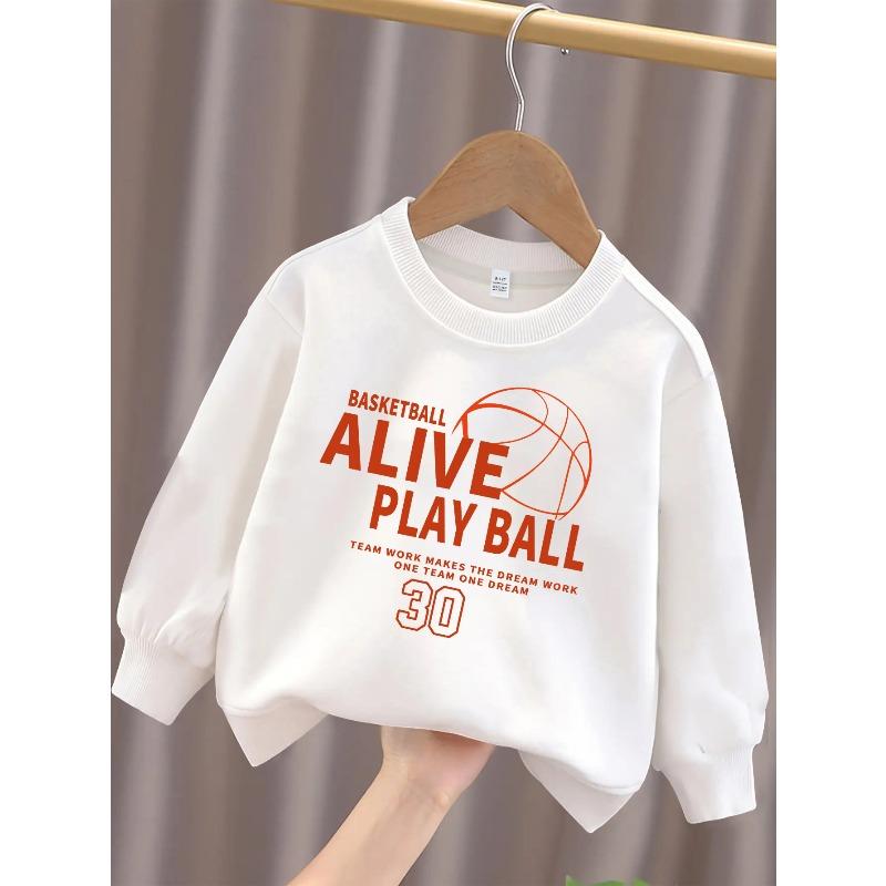European sizes Basketball And Digital Patterns Are Full of Childlike Fun And Fashion. Fashionable Casual Sportswear Round Neck Tops for Kids