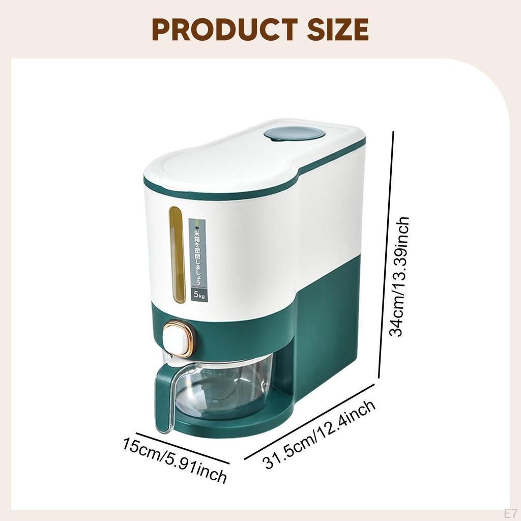 Rice Storage Bin Cereal Container Airtight Lid Food Bucket for Kitchen Countertop