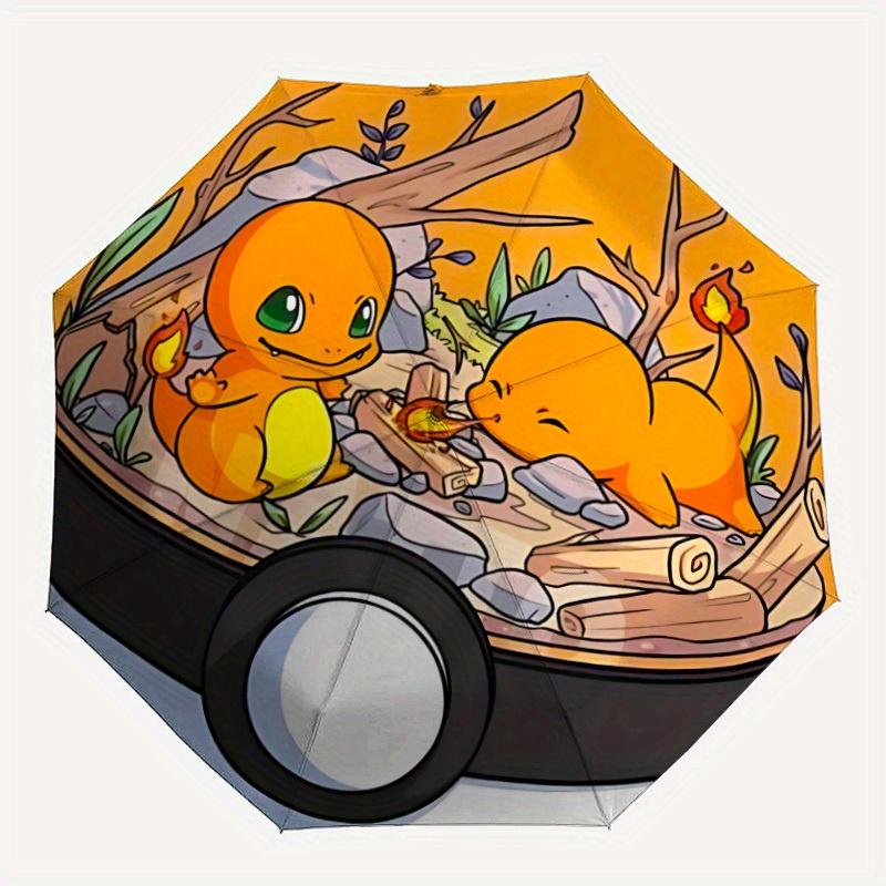 

Charmander Campfire Pokémon Automatic Open/Close Windproof Umbrella Folding Umbrella,Portable Compact Perfect Gift for Birthday, Christmas0809169