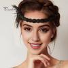 Flapper Feather Headband Black Rhinestone Hair Band 1920s Vintage Gatsby Secure Party Headpiece Women Prom