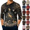 Men's Christmas Long Sleeve Shirt with Printed Design
