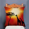 Africa Sunset Breathtaking View Scenery Art Gallery Decorative Throw Pillow Case African Animal Giraffe Elephant Cushion Cover