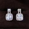 925 Silver Stud Earrings for Women Bling Bling AAA White Cubic Zirconia Statement Earrings Jewelry