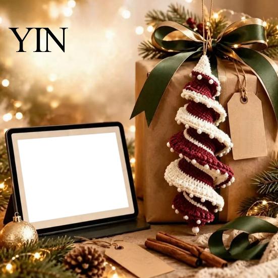Festive Handmade Ornaments Christmas Ornament Crochet Kit, DIY Spiral Tree Starter Xmas Relaxing Crafting Hobbies Craft Kit for Holiday Home