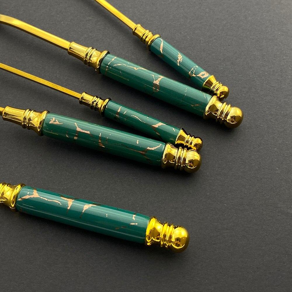 Sada příborů 6 ks příborů z nerezové oceli Luxusní zlatá Ostrá večeře Steakový nůž Sada nádobí Sada příborů Stolní nože Sada stříbrných příborů