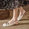 2025 summer new bag head sandals fairy after the wind empty single shoes retro thick heel French Roman shoes woman