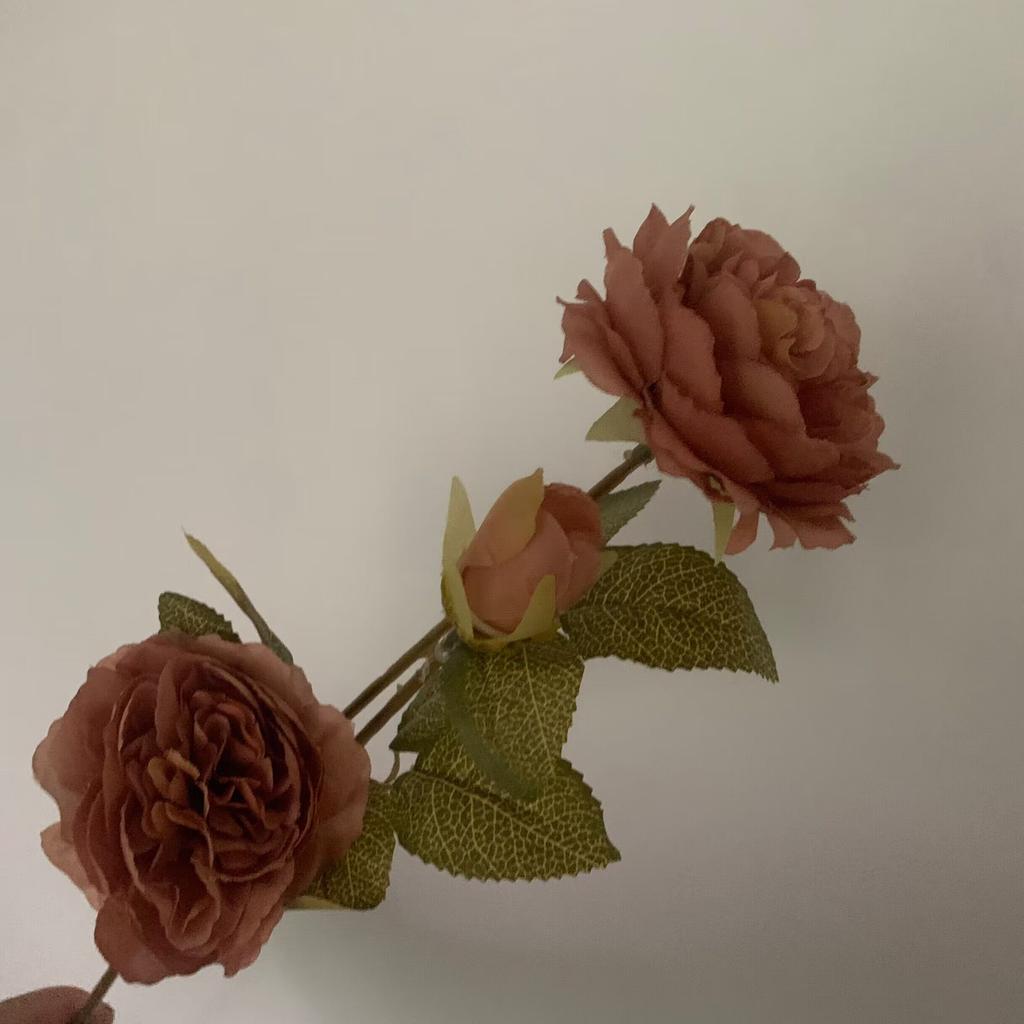 3heads Peony Artificial Flower Silk Peony Burnt Orange Brown Caramel Wedding Decoration Table Living Room Flower Fall Decor