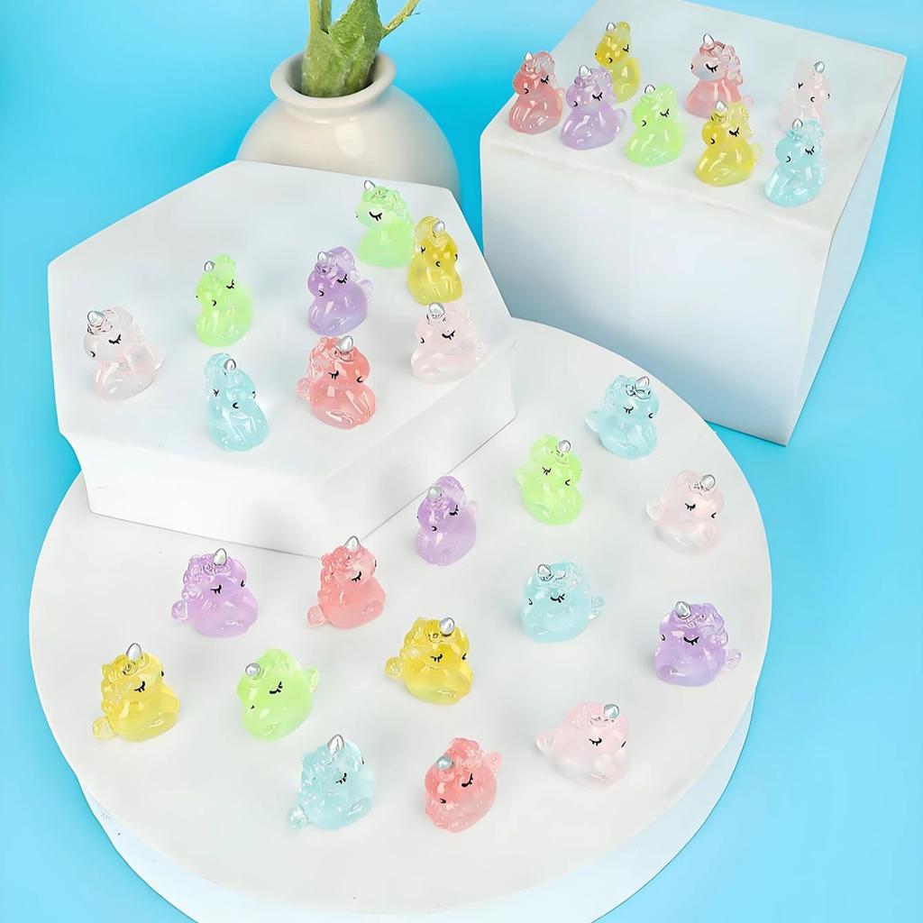 10 / 20pcs Cute Mini Resin Unicorn Figurines Miniature Glitter Unicorn Tiny Animals Figures Ornament Ideal for DO-IT-YOURSELF Fairy Garden